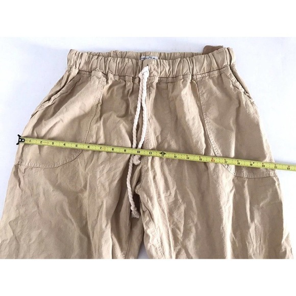 Gauzey | Wide Leg Capris Womens Size M Brown Cotton Drawstring Waist - Picture 6 of 10